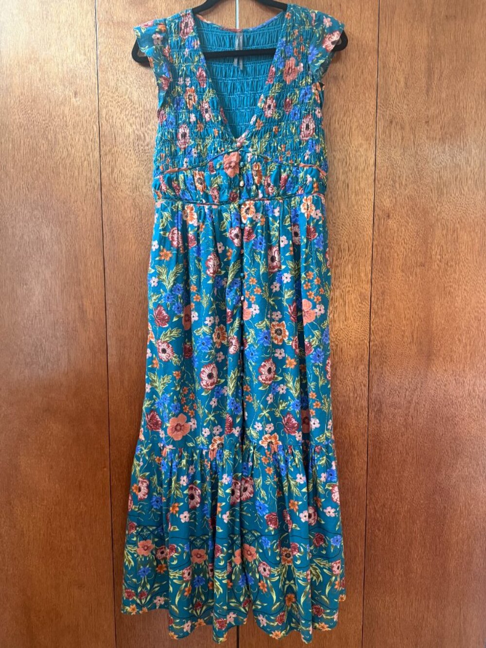 ANTHROPOLOGIE | The Peregrine Midi Dress in Iris Blue Floral, Size Medium - Picture 4 of 4